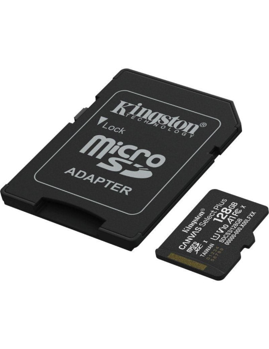 Tarjeta de Memoria Kingston CANVAS Select Plus 128GB microSD XC con Adaptador/ Clase 10/ 150MBs