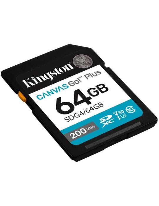 Tarjeta de Memoria Kingston CANVAS Go! Plus 64GB SD XC/ Clase 10/ 200MBs