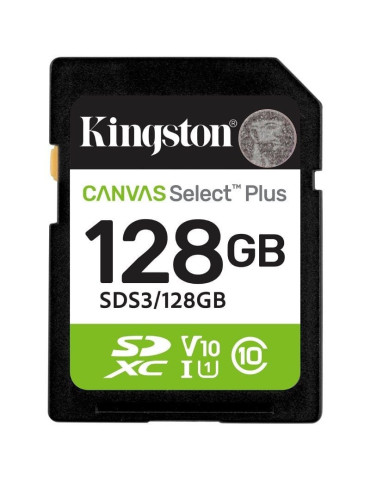 Tarjeta de Memoria Kingston CANVAS Select Plus 128GB SD XC/ Clase 10/ 150MBs