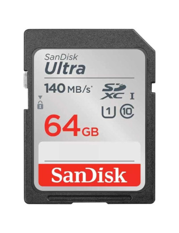 Tarjeta de Memoria SanDisk Ultra 64GB SD HC UHS-I - SDXC/ Clase 10/ 140MBs