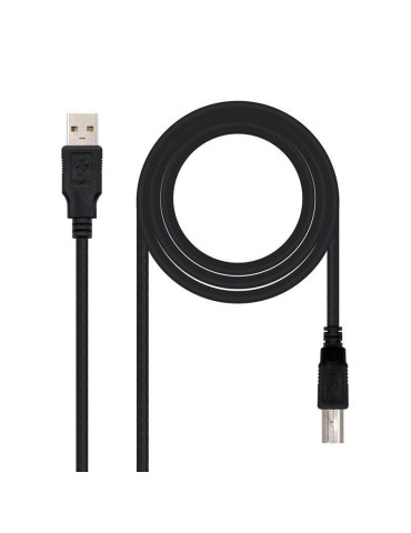 Cable USB 2.0 Impresora Nanocable 10.01.0104-BK/ USB Tipo-B Macho - USB Macho/ 3m/ Negro