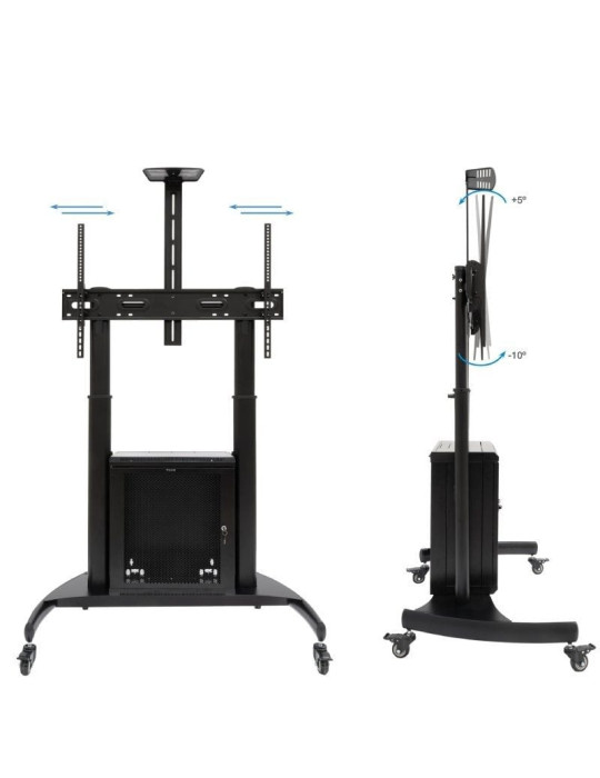 Soporte de Suelo Inclinable con Ruedas TooQ Narnia FS20500M-B para TV de 60-100"/ hasta 100kg