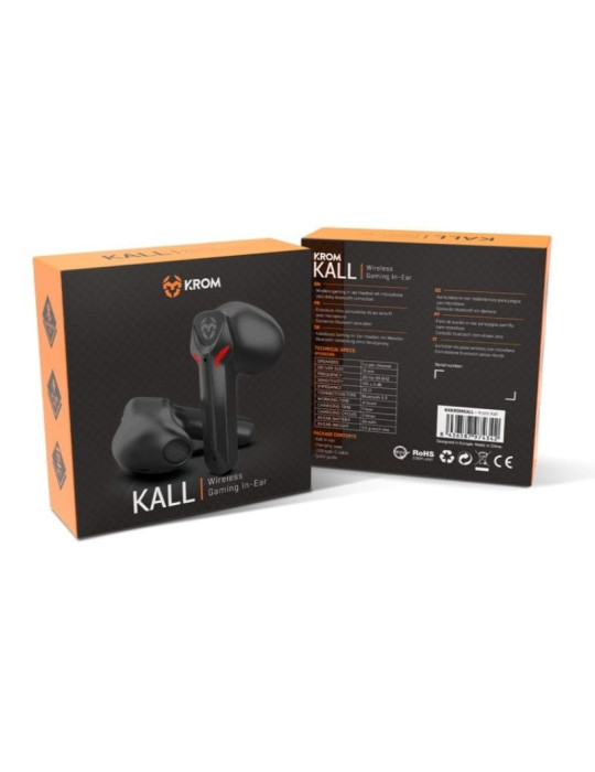 Auriculares Bluetooth Krom Kall con estuche de carga/ Autonomía 4h/ Negros