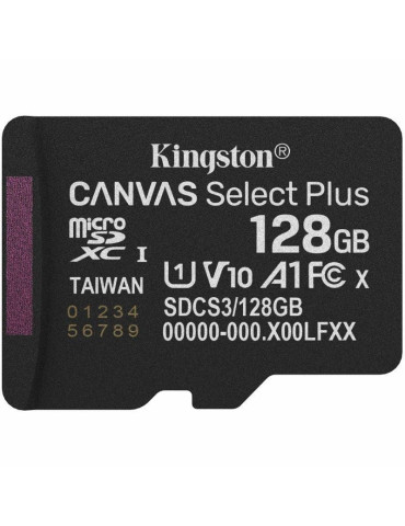 Tarjeta de Memoria Kingston CANVAS Select Plus 128GB microSD XC/ Clase 10/ 150MBs