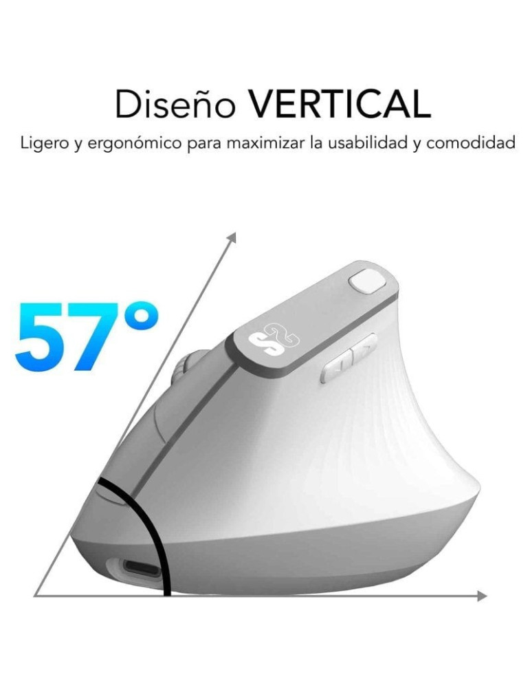 Ratón Vertical Inalámbrico Subblim Nature Vertical Ergo Dual Battery/ Batería Recargable/ Hasta 4000 DPI/ Blanco