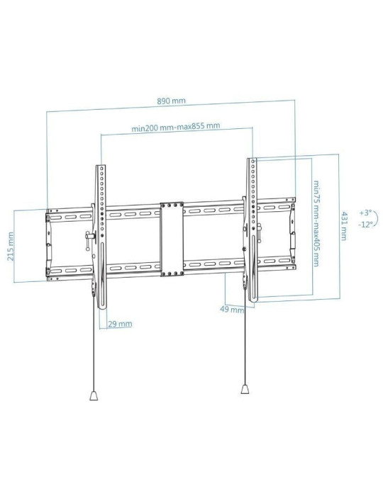 Soporte de Pared Inclinable TooQ LP4391T-B para TV de 43-90"/ hasta 70kg