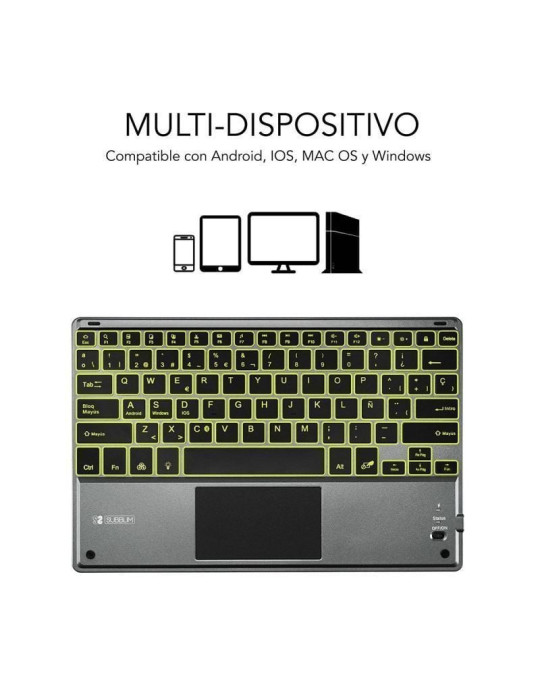 Teclado Compacto Inalámbrico Subblim Touchpad Smart Blacklit/ Gris