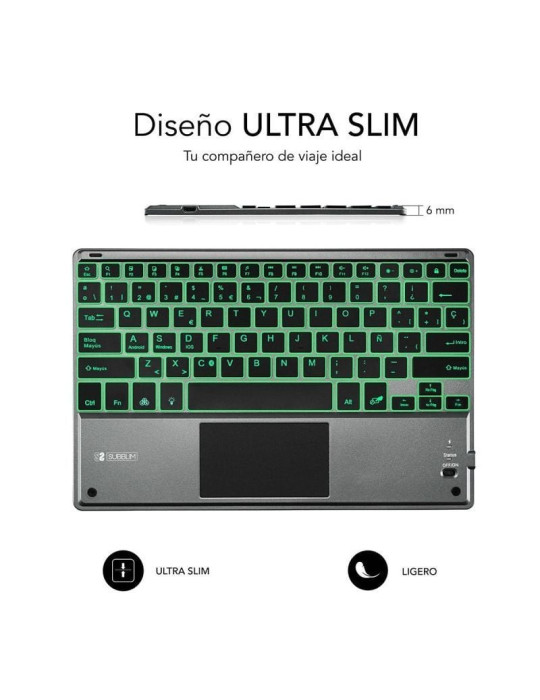 Teclado Compacto Inalámbrico Subblim Touchpad Smart Blacklit/ Gris