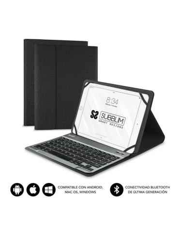 Funda con Teclado Subblim Keytab Pro Bluetooth para Tablets de 10.1"-10.8"/ Negra