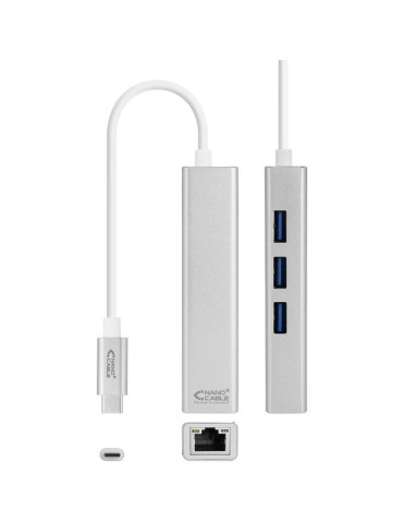 Hub USB Tipo-C Nanocable 10.03.0404/ 3xUSB/ 1xRJ45/ Gris 2