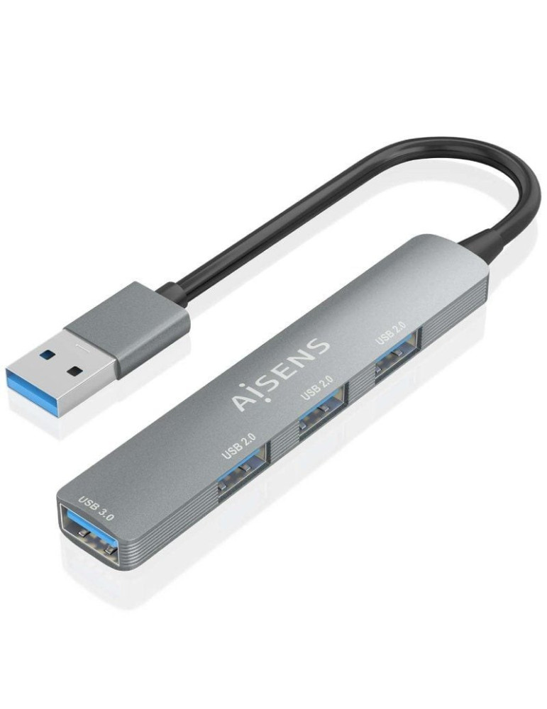 Hub USB 3.0 Aisens A106-0859/ 4xUSB/ Gris