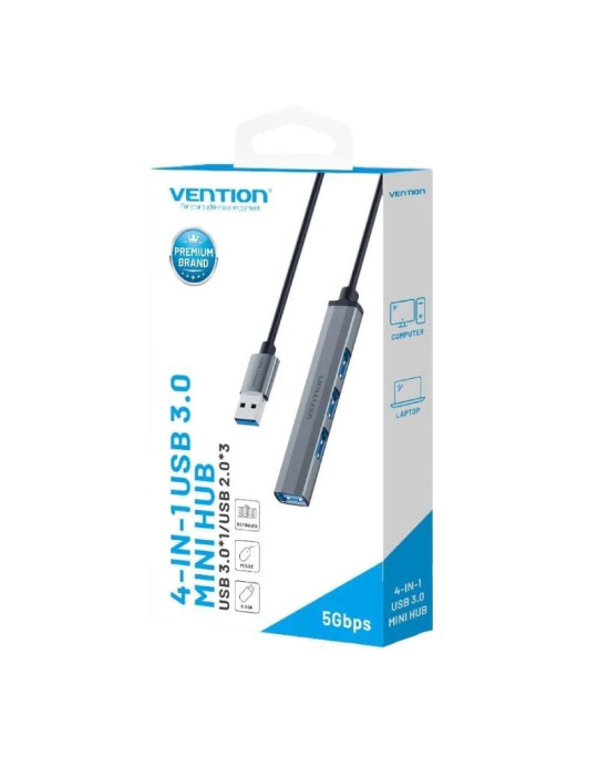 Hub USB 3.0 Vention CKOHB/ 4xUSB/ Gris