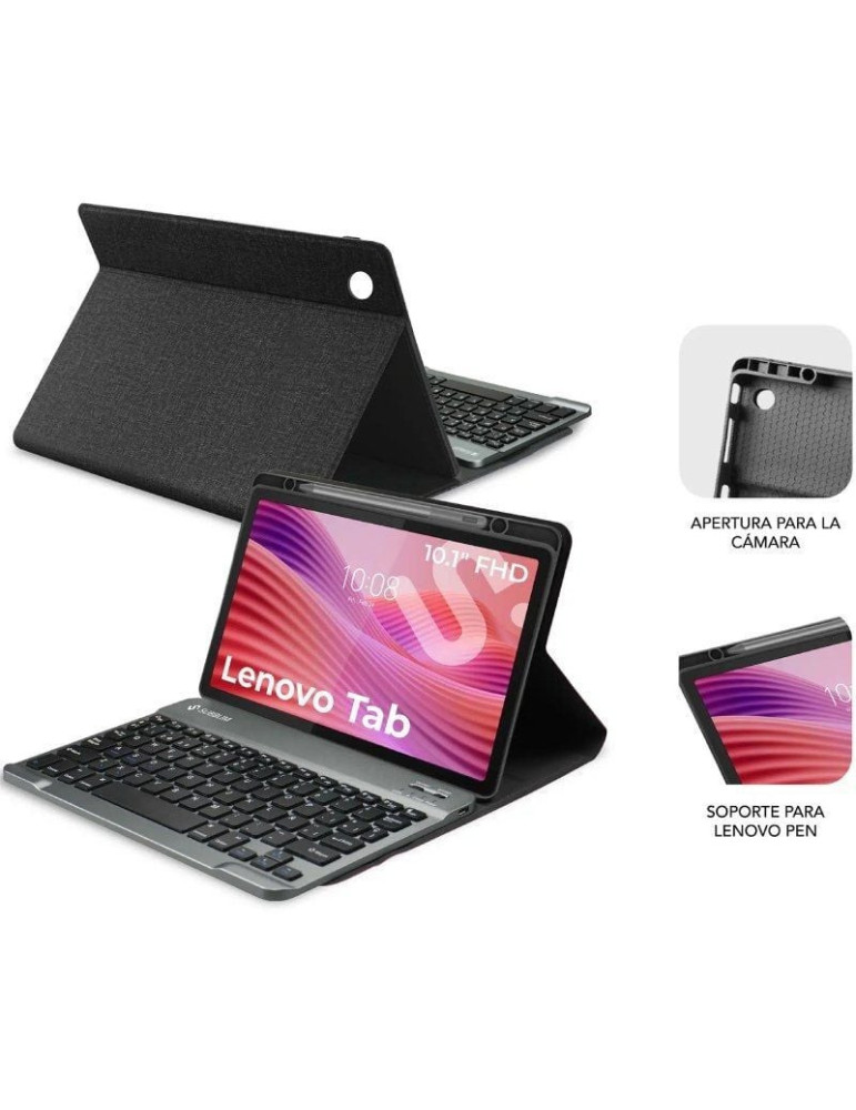 Funda con Teclado Subblim Shock Case Lenovo Tab 10.1" 2025/ Negra