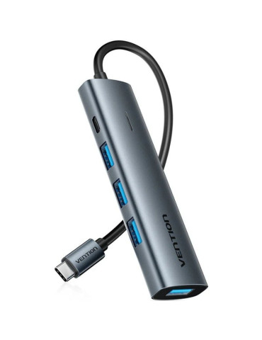 Hub USB Tipo-C 3.0 Vention TGZHB/ 3xUSB/ 1xUSB Tipo-C PD/ Gris