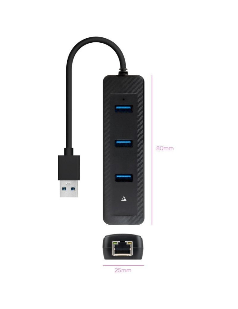 Hub USB 3.0 Nanocable 10.16.4604/ 3xUSB/ 1xRJ45/ Negro