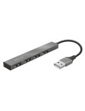 Hub USB 2.0 Trust Halyx/ 4xUSB/ Gris