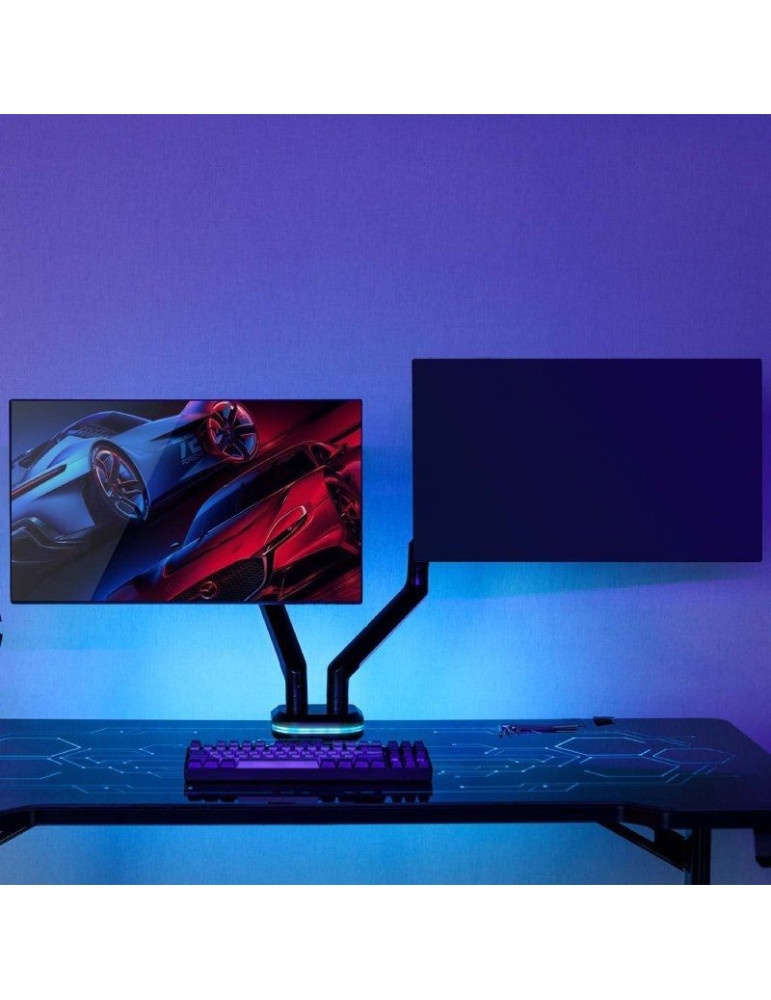 Soporte Gaming para 2 Monitores Aisens DT32TSR-297/ hasta 9kg/ con Iluminación RGB