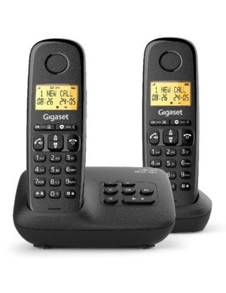 Teléfono Inalámbrico Gigaset Basic 100/ Pack DUO/ Negro