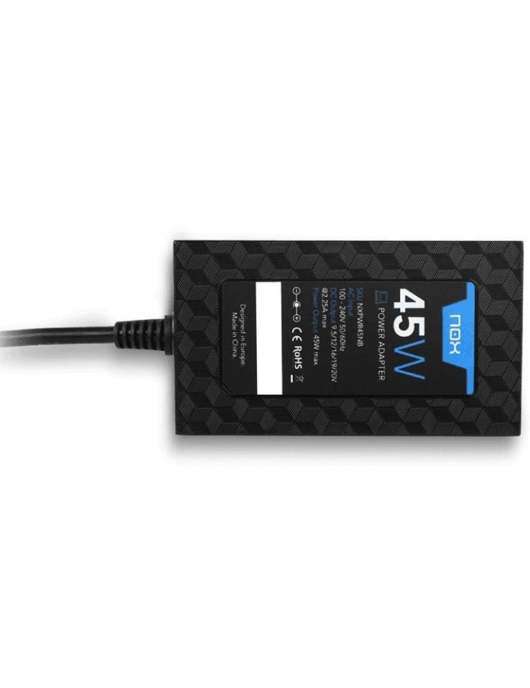 Cargador de Portátil Nox 45W/ 45W/ Automático/ 9 Conectores/ Voltaje 9-20V
