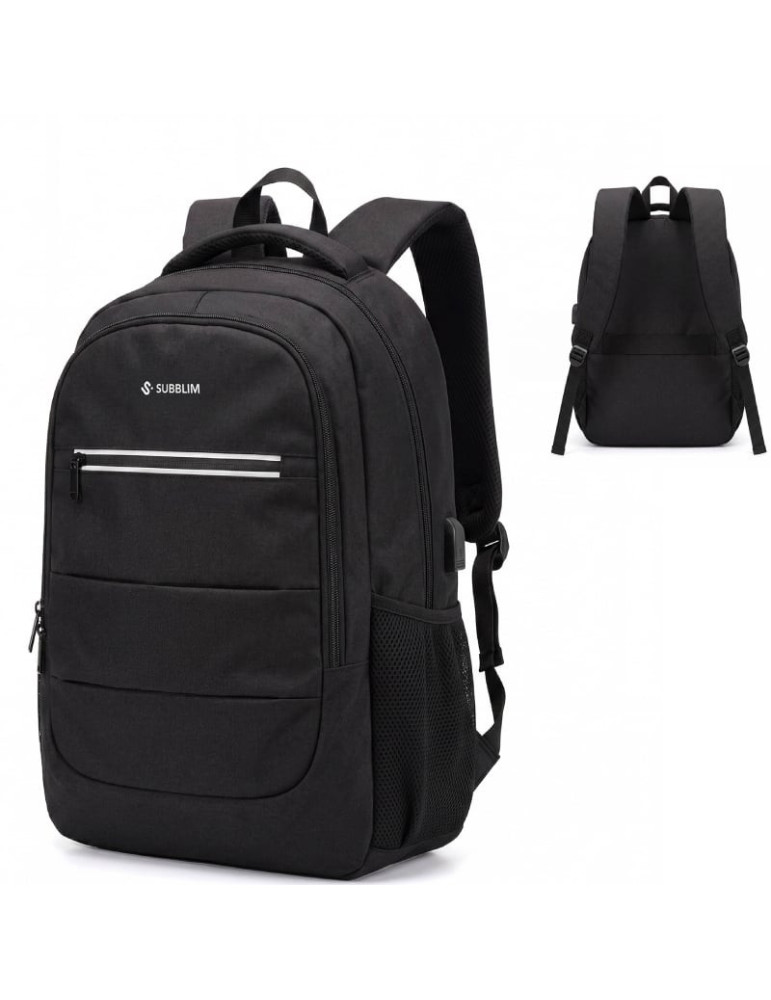Mochila Subblim City Plus 26L Backpack para Portátiles hasta 16"/ Puerto USB/ Repelente al agua/ Reflectante/ Cinta para Trolley