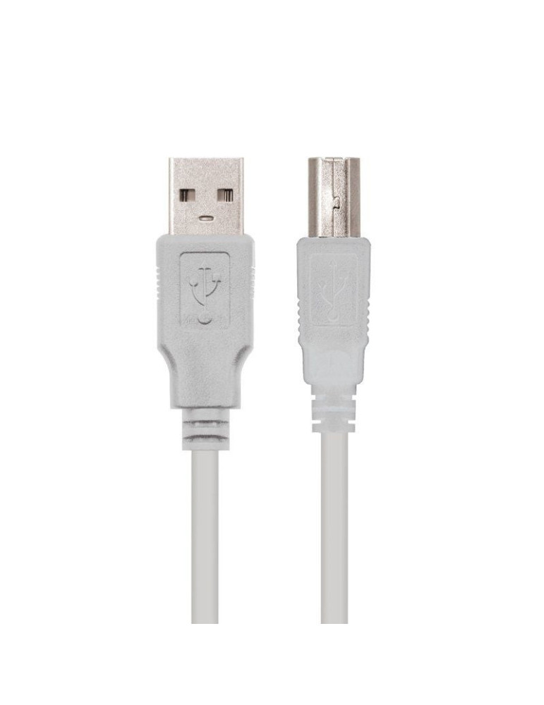 Cable USB 2.0 Impresora Nanocable 10.01.0102/ USB Tipo-B Macho - USB Macho / 480Mbps/ 1m/ Beige