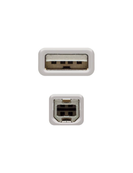 Cable USB 2.0 Impresora Nanocable 10.01.0102/ USB Tipo-B Macho - USB Macho / 480Mbps/ 1m/ Beige