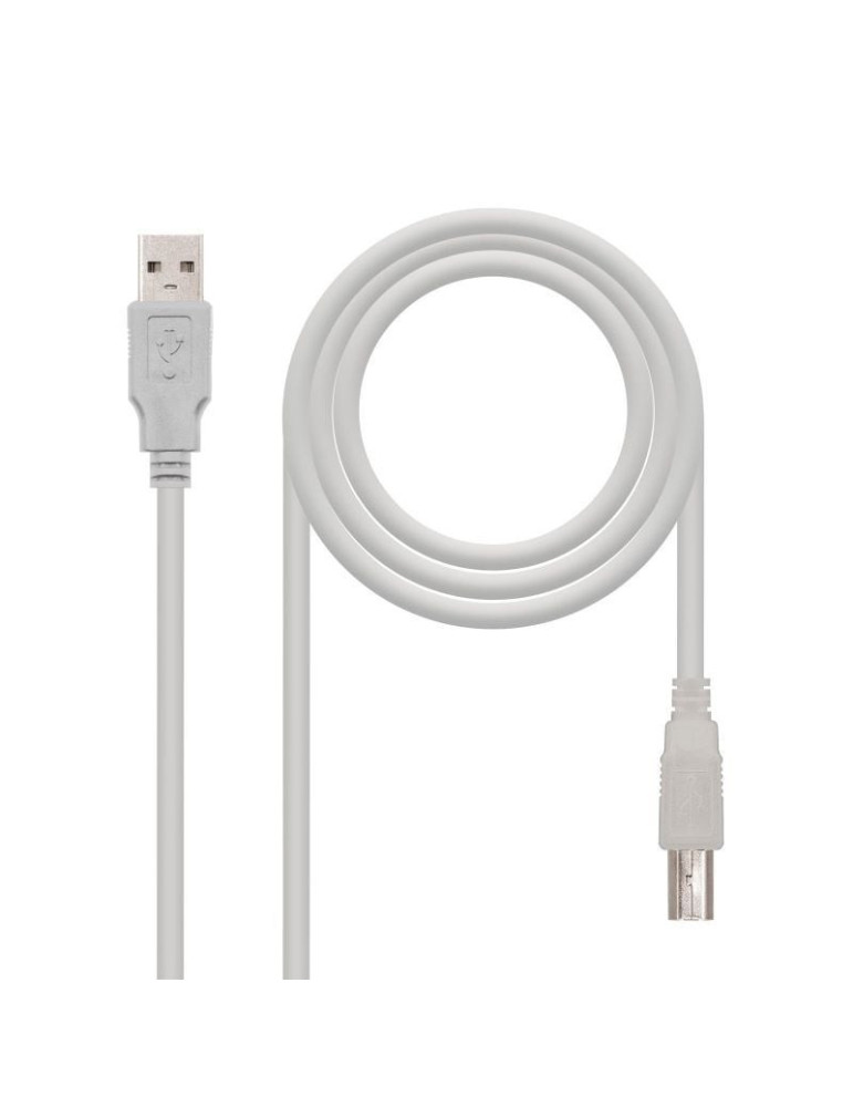 Cable USB 2.0 Impresora Nanocable 10.01.0102/ USB Tipo-B Macho - USB Macho / 480Mbps/ 1m/ Beige