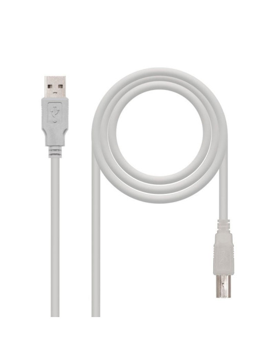 Cable USB 2.0 Impresora Nanocable 10.01.0102/ USB Tipo-B Macho - USB Macho / 480Mbps/ 1m/ Beige