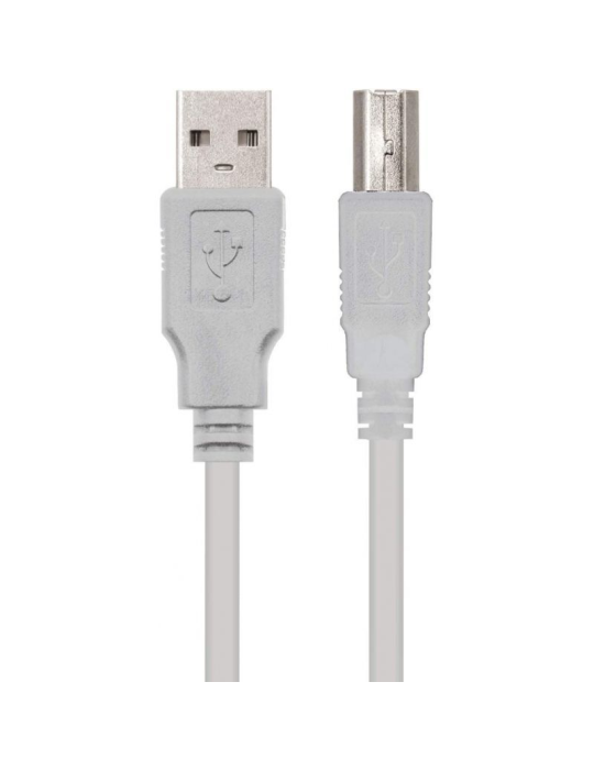 Cable USB 2.0 Impresora Nanocable 10.01.0103/ USB Tipo-B Macho - USB Macho/ 1.8m/ Beige