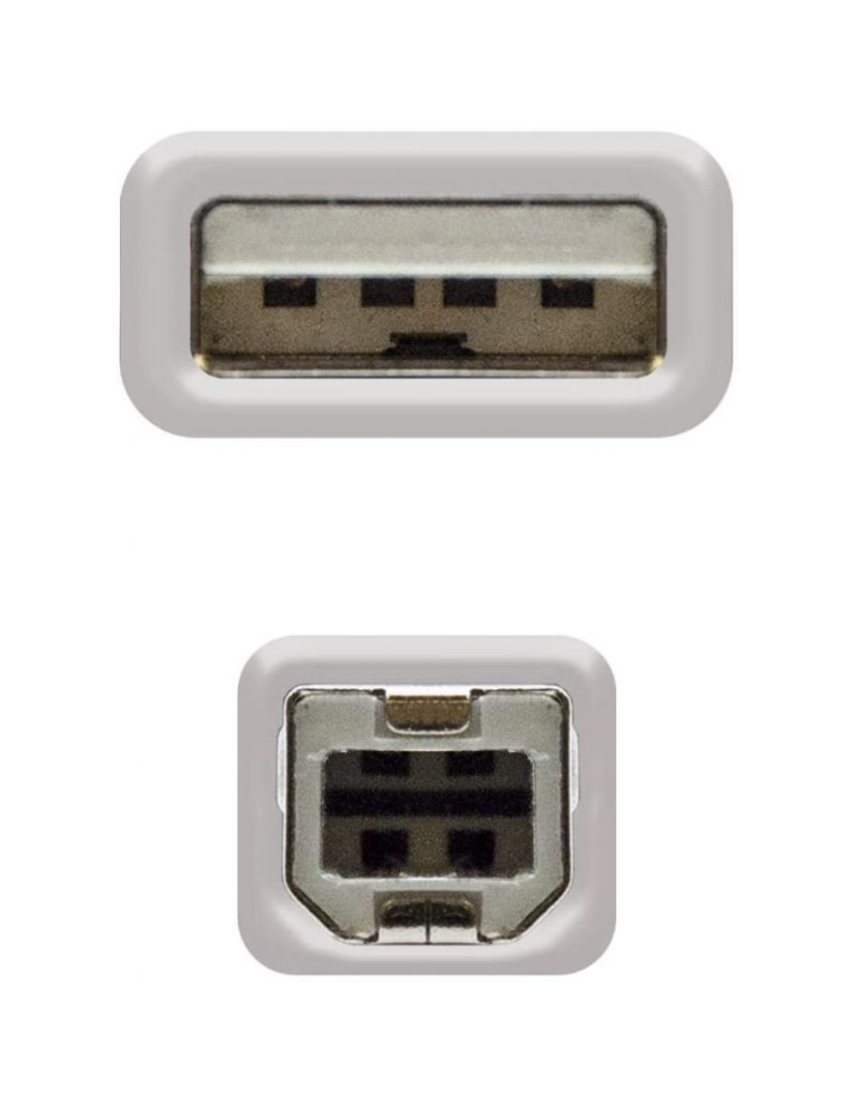 Cable USB 2.0 Impresora Nanocable 10.01.0103/ USB Tipo-B Macho - USB Macho/ 1.8m/ Beige