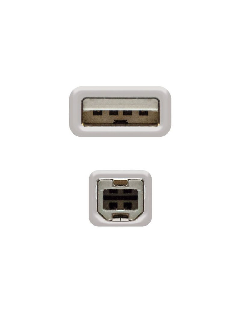 Cable USB 2.0 Impresora Nanocable 10.01.0104/ USB Tipo-B Macho - USB Macho/ 3m/ Beige