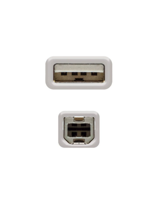 Cable USB 2.0 Impresora Nanocable 10.01.0104/ USB Tipo-B Macho - USB Macho/ 3m/ Beige