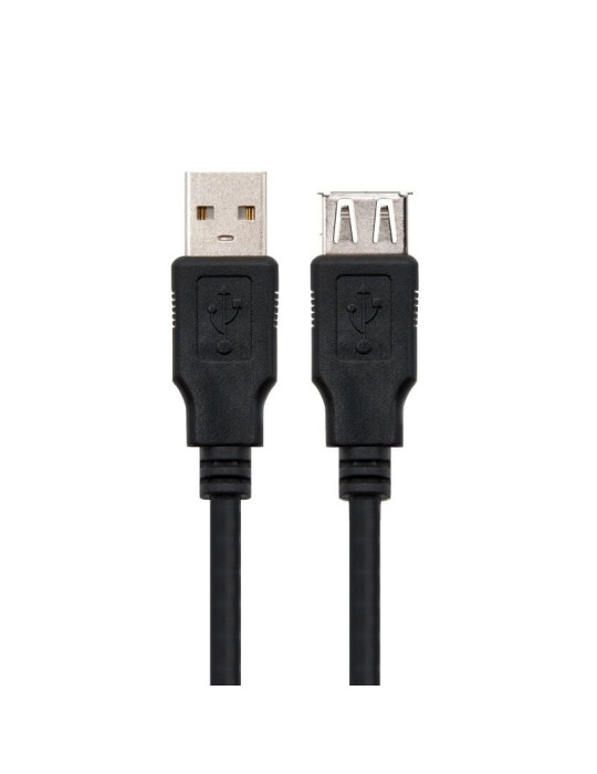 Cable Alargador USB 2.0 Nanocable 10.01.0203-BK/ USB Macho - USB Hembra/ 1.8m/ Negro