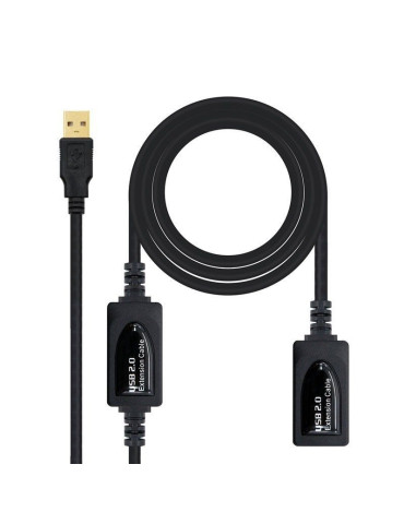 Cable Alargador USB 2.0 Nanocable 10.01.0213/ USB Macho - USB Hembra/ 15m/ Negro