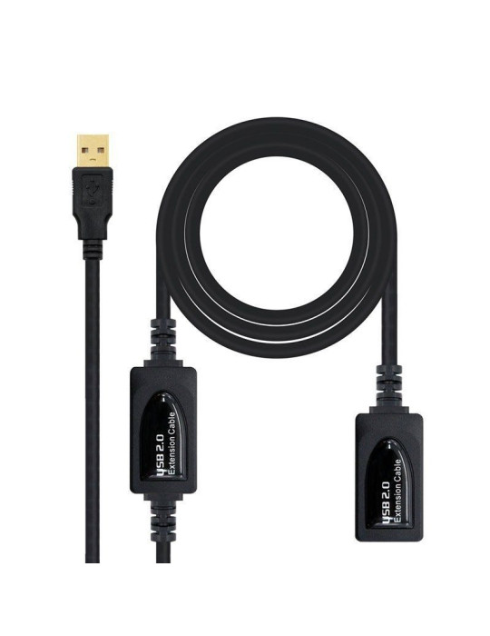 Cable Alargador USB 2.0 Nanocable 10.01.0213/ USB Macho - USB Hembra/ 15m/ Negro