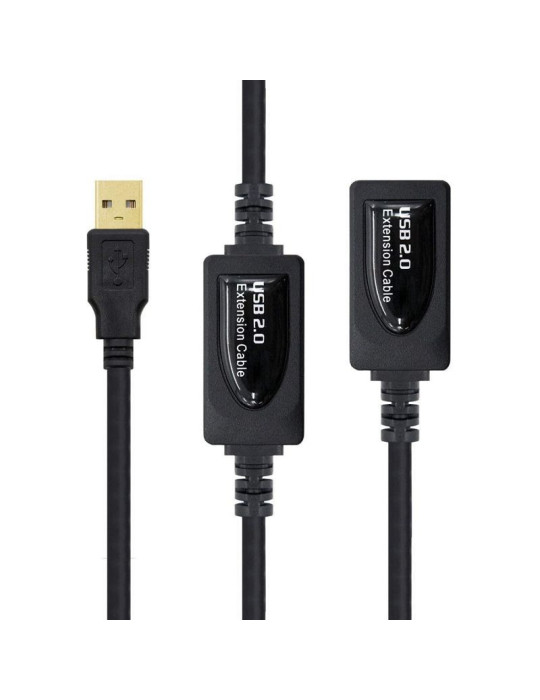 Cable Alargador USB 2.0 Nanocable 10.01.0213/ USB Macho - USB Hembra/ 15m/ Negro