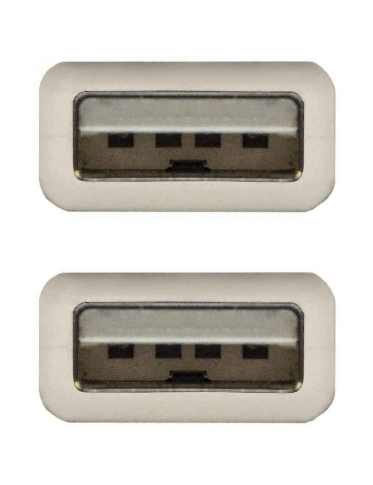 Cable USB 2.0 Nanocable 10.01.0303/ USB Macho - USB Macho/ 2m/ Beige
