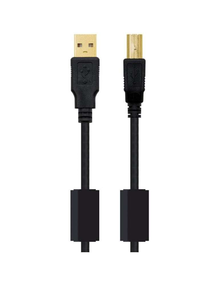 Cable USB 2.0 Impresora Nanocable 10.01.1203/ USB Tipo-B Macho - USB Macho/ 3m/ Negro