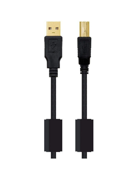 Cable USB 2.0 Impresora Nanocable 10.01.1203/ USB Tipo-B Macho - USB Macho/ 3m/ Negro