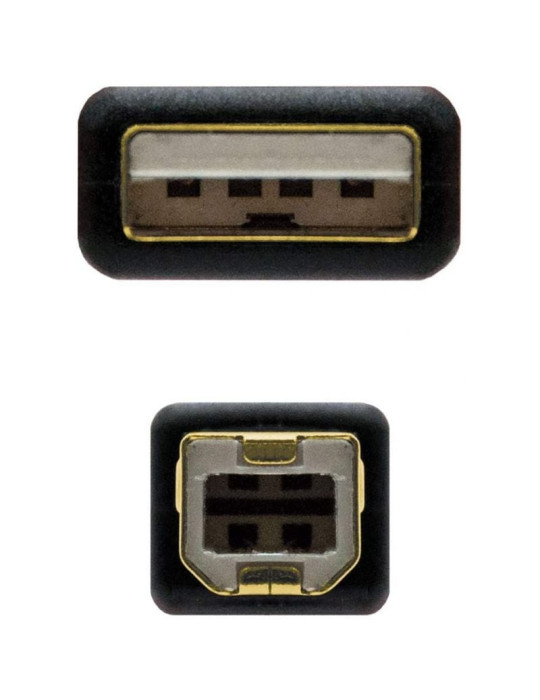 Cable USB 2.0 Impresora Nanocable 10.01.1203/ USB Tipo-B Macho - USB Macho/ 3m/ Negro