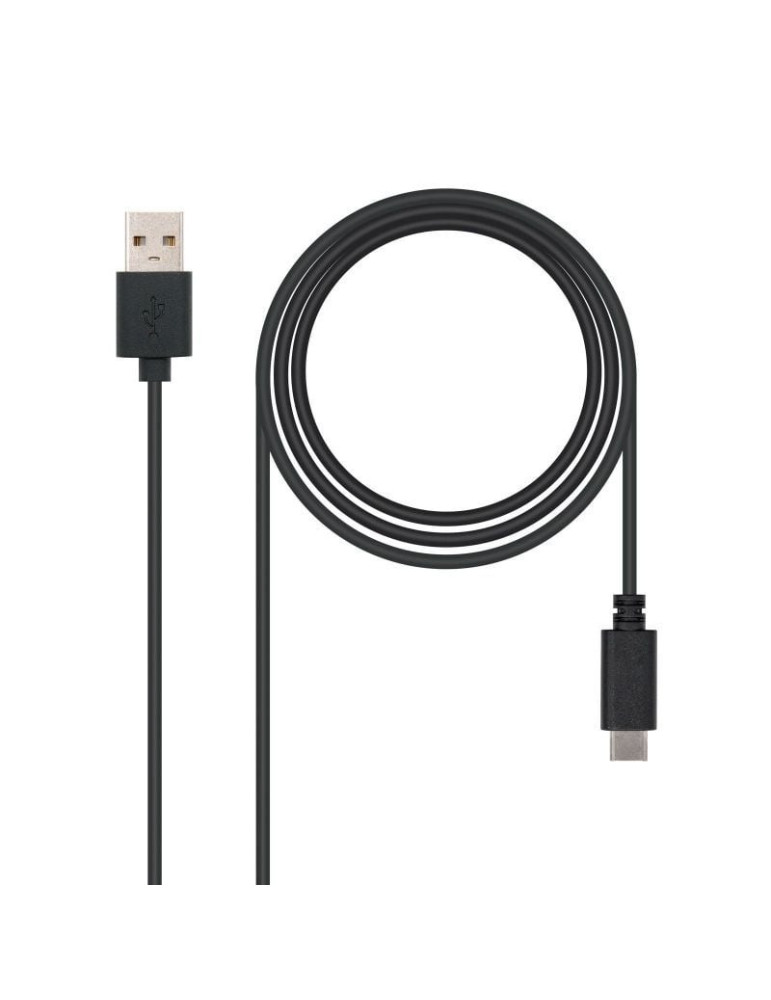 Cable USB 2.0 Nanocable 10.01.2102/ USB Tipo-C Macho - USB Macho/ 480Mbps/ 2m/ Negro
