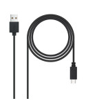 Cable USB 2.0 Nanocable 10.01.2103/ USB Macho - USB Tipo-C Macho/ 480Mbps/ 3m/ Negro