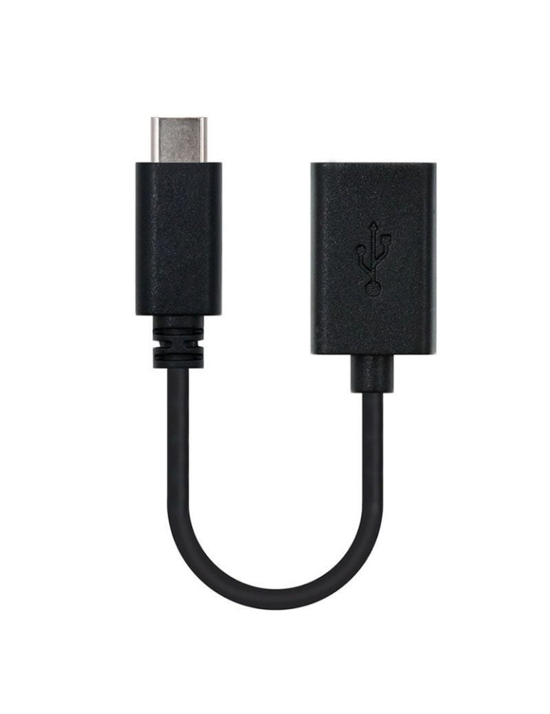 Cable USB 2.0 Tipo-C Nanocable 10.01.2400/ USB Tipo-C Macho - USB Hembra/ 480Mbps/ 15cm/ Negro