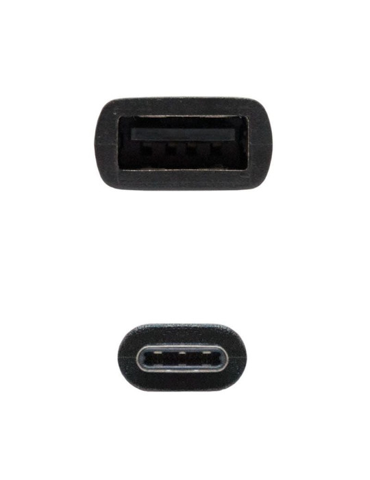 Cable USB 2.0 Tipo-C Nanocable 10.01.2400/ USB Tipo-C Macho - USB Hembra/ 480Mbps/ 15cm/ Negro