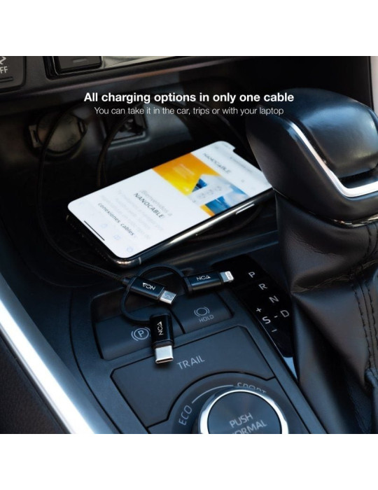 Cable USB 2.0 Nanocable 10.01.3200/ Lightning Macho - Micro USB Macho/ USB Tipo-C Macho/ 480Mbps/ 1m/ Negro