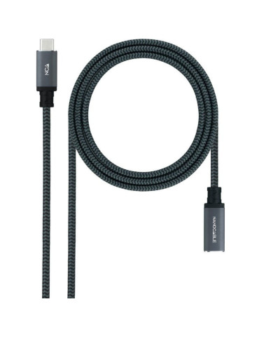 Cable Alargador USB Tipo-C 3.2 Nanocable 10.01.4500-COMB/ USB Tipo-C Macho - USB Tipo-C Hembra/ 50cm/ Negro
