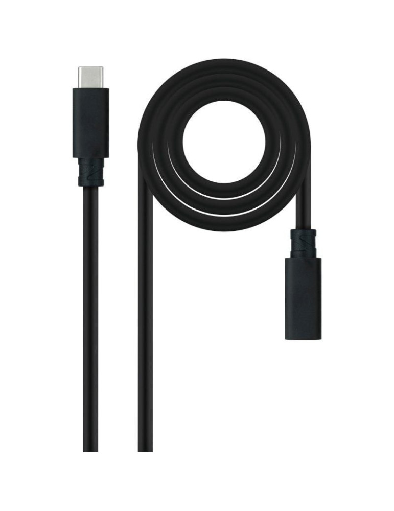 Cable Alargador USB Tipo-C 3.2 Nanocable 10.01.4501/ USB Tipo-C Macho - USB Tipo-C Hembra/ 1m/ Negro