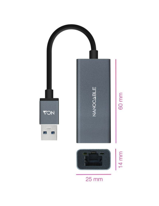 Adaptador USB 3.0 - RJ45 Nanocable 10.03.0405/ 1000Mbps