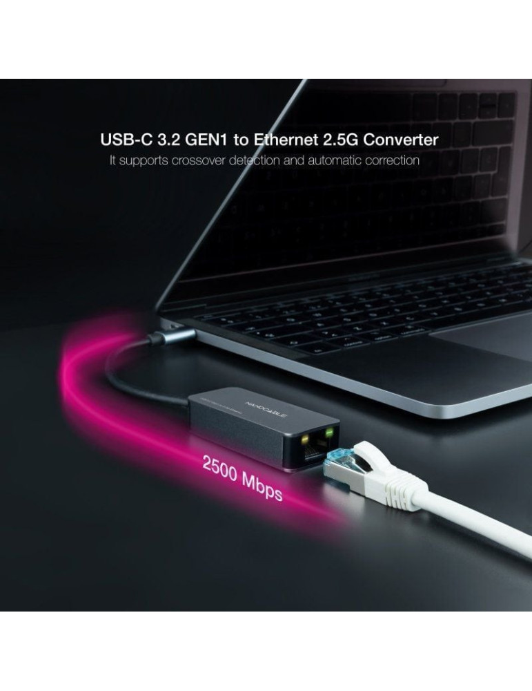 Adaptador USB Tipo-C - RJ45 Nanocable 10.03.0410/ 2500Mbps