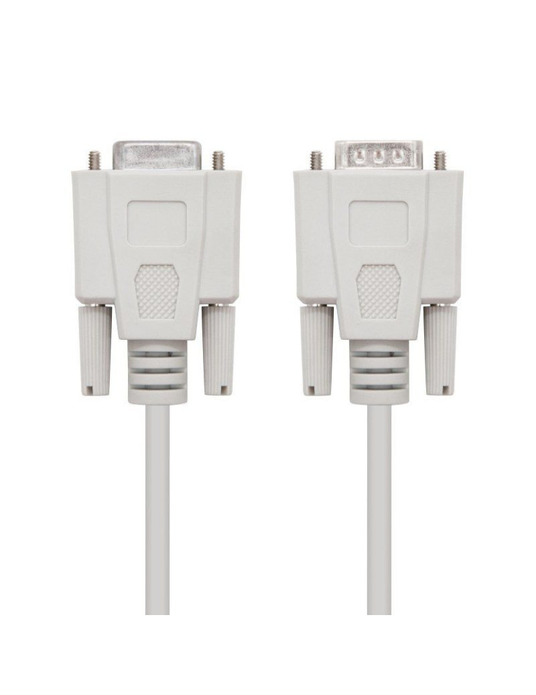 Cable Serie RS232 Nanocable 10.14.0203/ DB9 Macho - DB9 Hembra/ 3m/ Beige